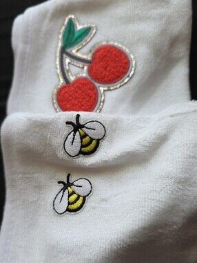 White Baby Bib with Red Cherry Patch 2 Pk